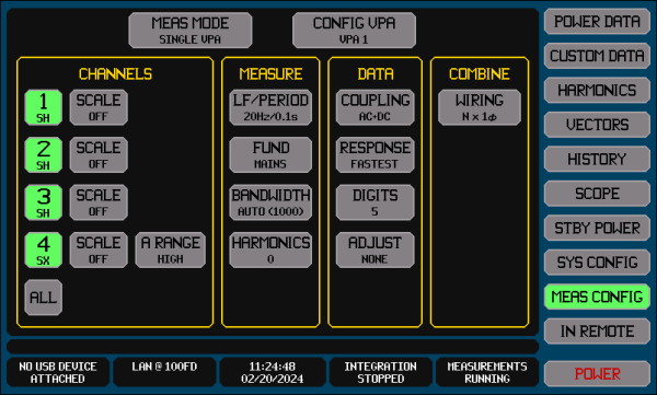 Power analyzer screen