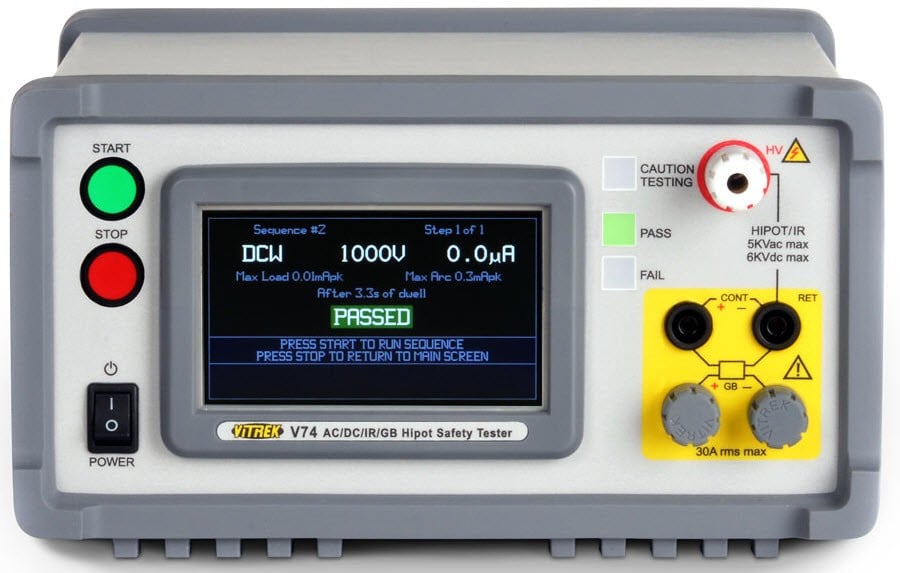 Hipot tester used in electrical safety testing
