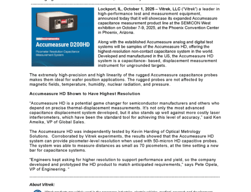 Press Release: Vitrek to Showcase Transformative Accumeasure™ Capacitance Sensors at SEMICON West 2025