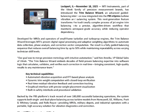 Press Release: Vitrek Breakthrough: Time-Saving MTI “Trim Balance Wizard” Now Available for Mid-Frame Jet Engine MROs